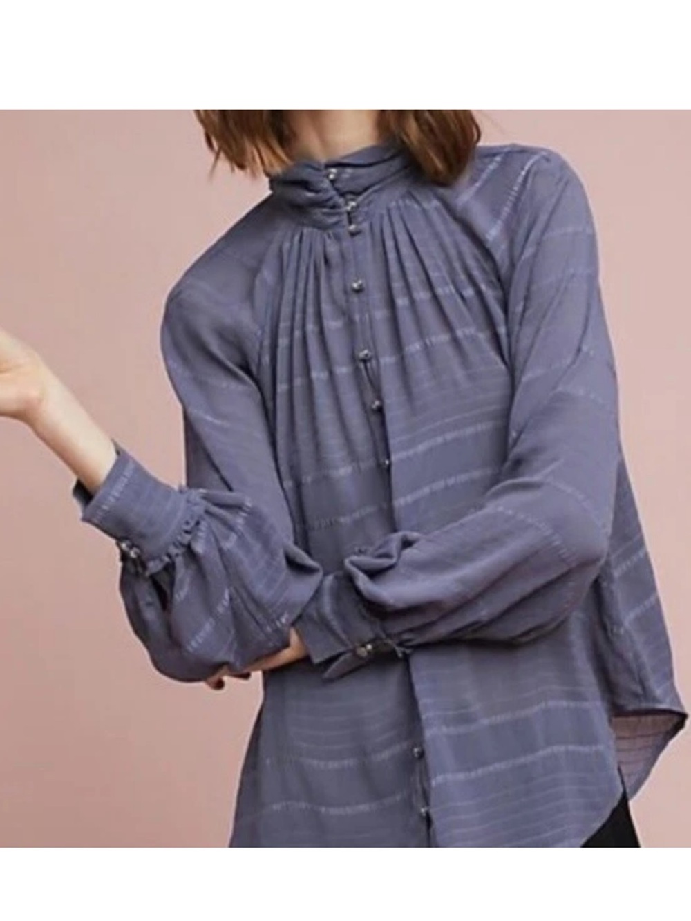 Feather Bone ANTHROPOLOGIE Size Medium Marietta High-Beck Button Down BLOUSE